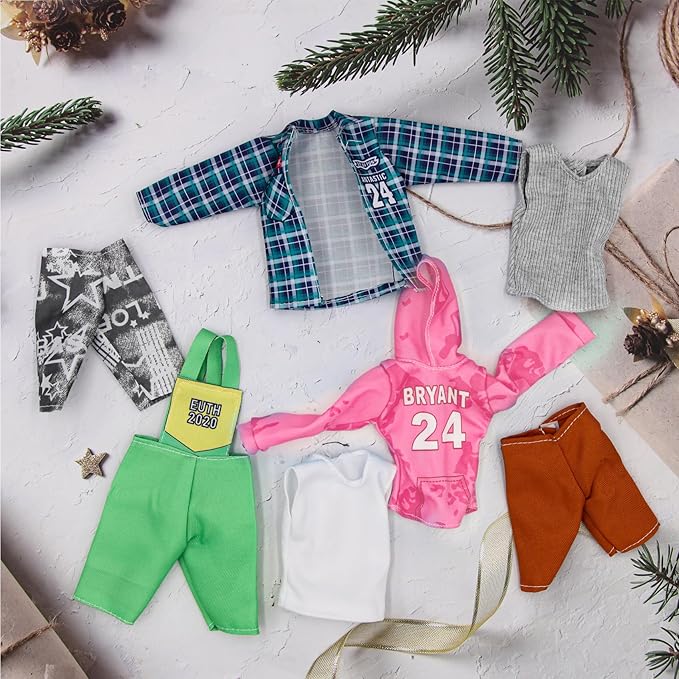 EuTengHao 44Pcs Doll Clothes and Accessories for 12 Inch Boy Dolls Include 27 Different Shirt Jeans Wear Trousers Pants for 12'' Boy Doll Basketball Stands Skateboard Sprots Style Accessories