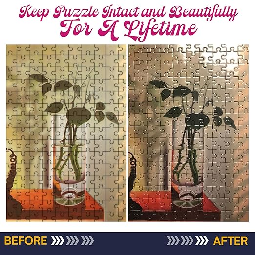 Jigsaw Puzzle Glue Clear (2 Pack), Puzzle Glue with Two Applicators, Easily Preserves Finished Puzzles, Quick-Drying & Water-Soluble for Adults, for 3000/4500/5000 Pieces