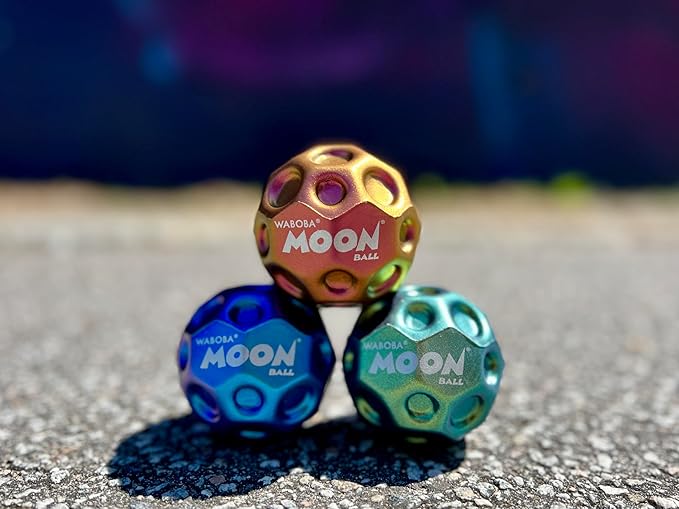 Waboba Metallic Moon Ball Blue- Hyper Bouncy Ball - All Ages Extreme Bounce and Fun - Perfect for Active Play and Outdoor Games