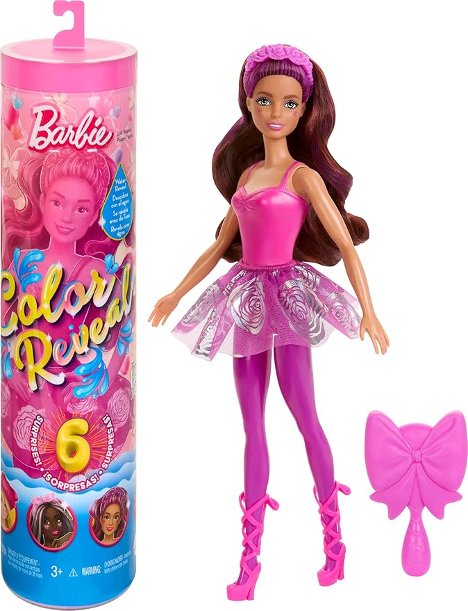 Barbie Color Reveal Doll & Accessories, Ballerina Series, 6 Unboxing Surprises Include Color Change, Inspired by Balletcore (Styles May Vary)
