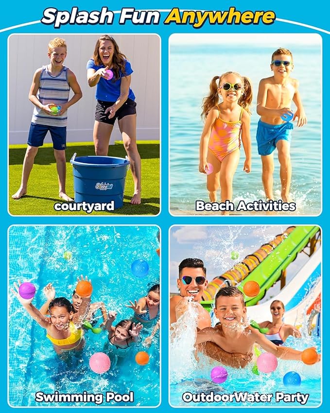 Tlitlimom Reusable Water balloons, Summer Toy Water Toy for Boys and Girls, Pool Beach Toys for Kids ages 3-12, Outdoor Activities Water Toys Self Sealing Water Splash Ball for Fun (5Pack)