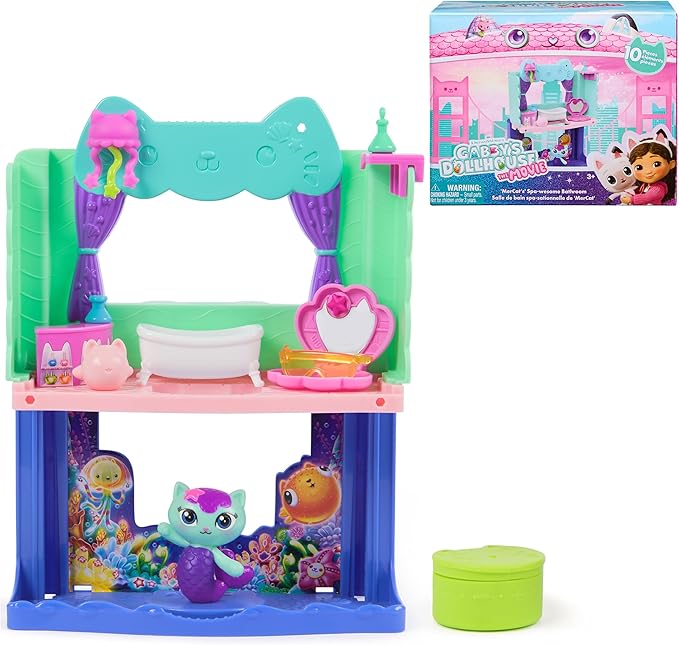 Gabby's Dollhouse: The Movie, MerCat's Spa-wesome Bathroom, Toy Figure, Dollhouse Accessories & Surprise Toy, Kids Toys for Girls & Boys Ages 3 and Up