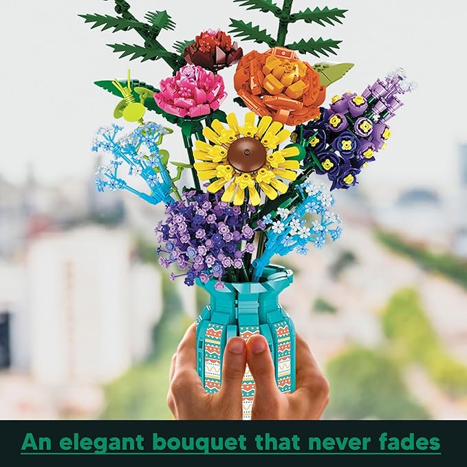 Flowers Bouquet Toys Building Blocks Set with Vase, Roses, Sunflower, Hyacinth, Hydrangea, Artificial Plants for Adults, Teen Girls, Home, Office Decor- 1853pcs