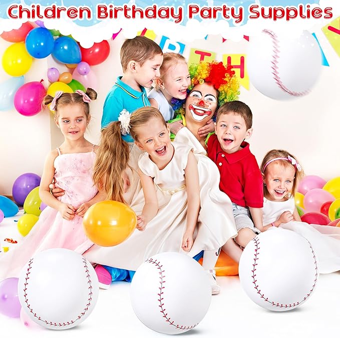 24 Pack Inflatable Baseball Beach Ball Pre-12 Inch Small Blow up Beach Balls Baseball Bulk Inflatable Balls for Summer Swimming Pool Ball Beaches Game Toys Outdoor Sports Events Baseballs Party Favors