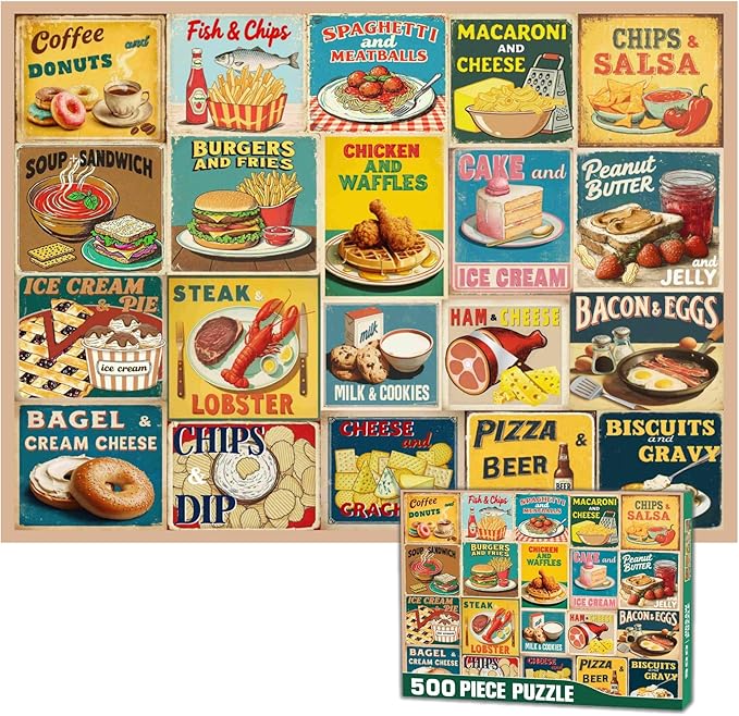 Jigsaw Puzzle for Adults Family Puzzle Game Food Combos Funny Jigsaw Puzzle (Food Combos, 500 Pieces)