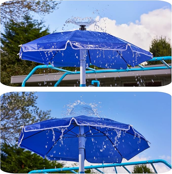 Plum Play Umbrella Sprinkler for Kids - Outdoor Water Play Sprinklers, Toddler Outdoor Toys, Durable Backyard Water Park with Splash, Summer Toys for Kids, Fun Games for Adults/Family (Fountain Tower)