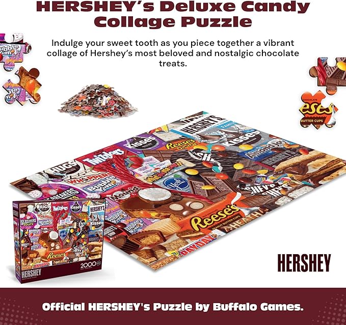 Puzzles for Adults 2000 Pieces – Buffalo Games Deluxe Collage Hershey's Jigsaw Puzzle, Challenging 2000 Piece Puzzle for Adults, Premium Quality with Poster