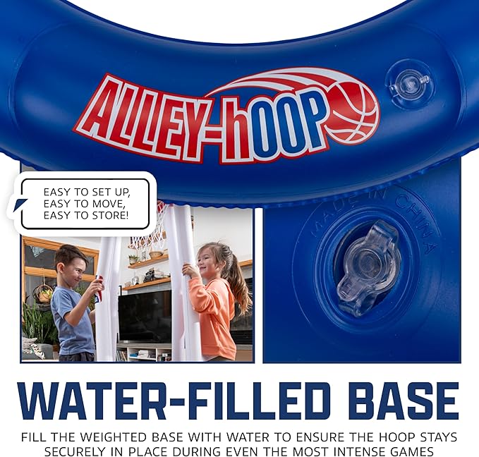 Franklin Sports NBA Alley-Hoop Kids Inflatable Toy Basketball Hoop Set - Indoor + Outdoor Mini Inflatable Hoop + Basketball Set for Kids Ages 3+ - Boys + Girls Basketball Toy - 48" Inches