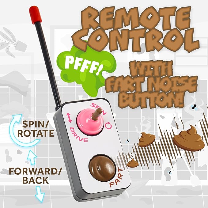 Funny Toy Game, Battery Operated Remote Control, Spins Makes Noises - Prank Toys for Kids Adults Christmas Stocking Stuffers (Brown/White)