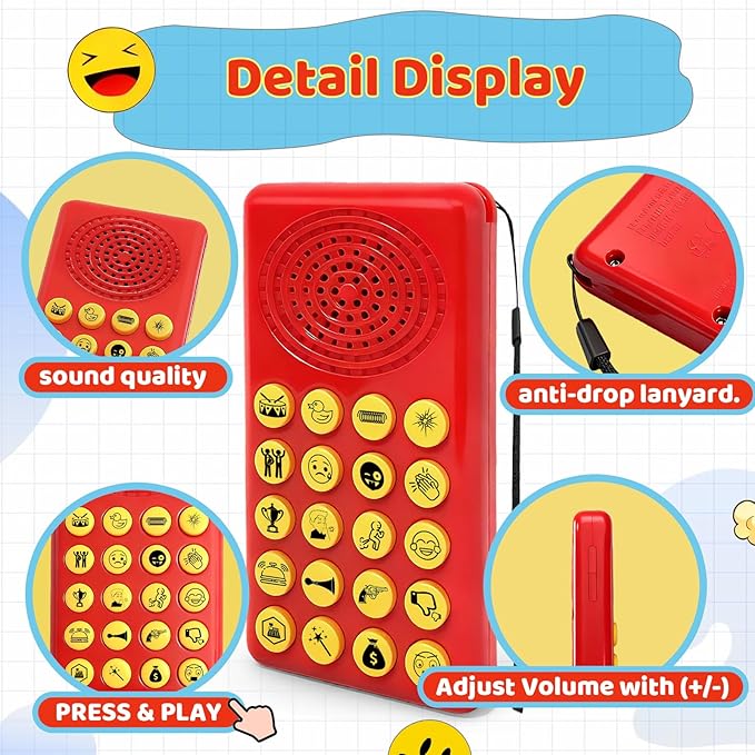 Sound Effects Machine - Easter Basket Stuffers for Kids - 20 Funny Sounds with Volume Control - Portable Electronic Sound Maker for Party, Game Night and Family Fun