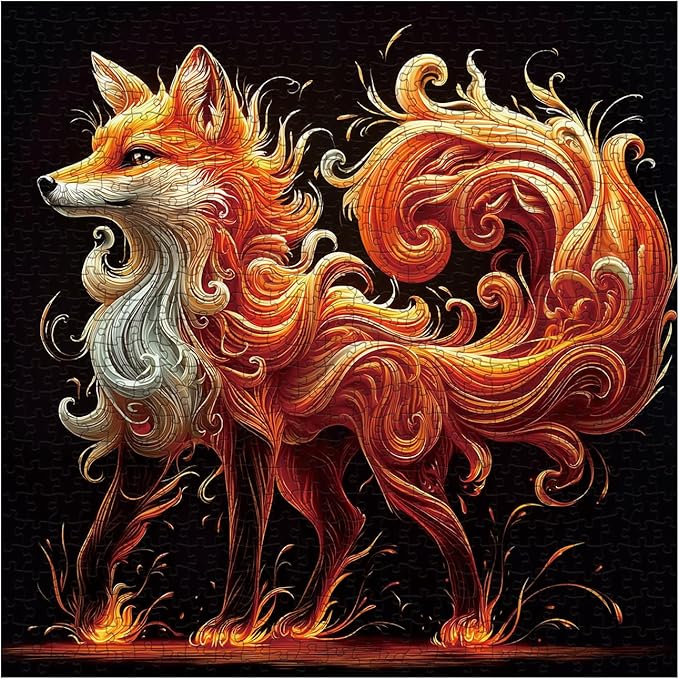 Art Fox Puzzles for Adults 1000 Pieces, Challenging Animal Jigsaw Puzzles, Difficult Hard Cute Red Puzzle