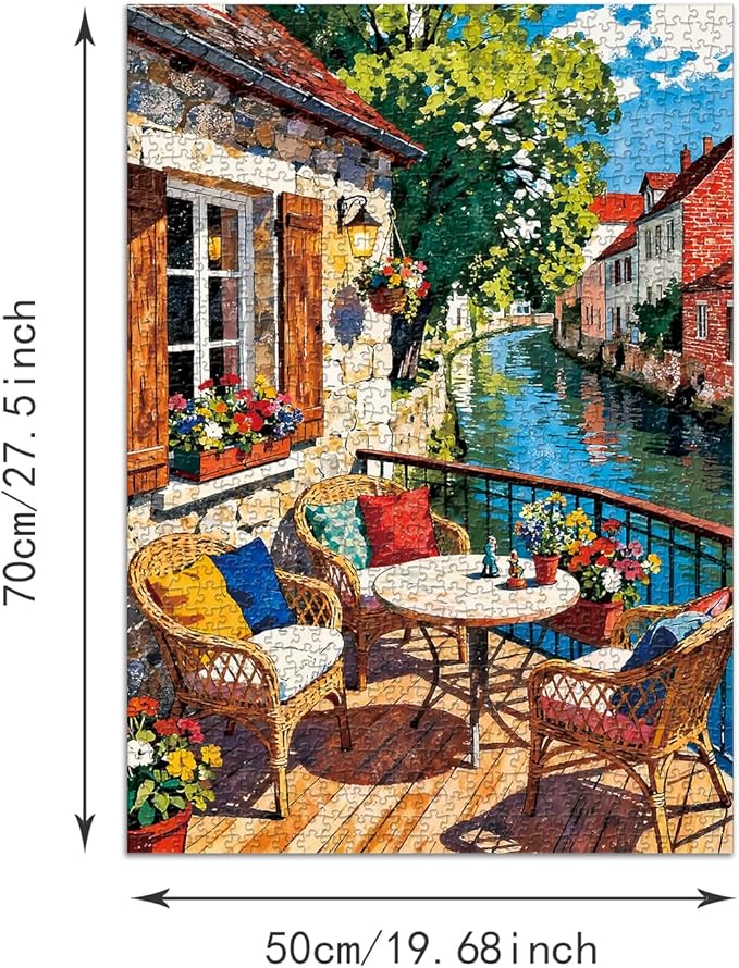 Puzzle for Adults 1000 Pieces, Riverside Scenery Puzzle, Challening Impossible Difficult Hard Fun 1000 Pieces Jigsaw Puzzles for Adults