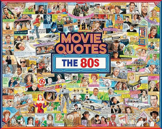 White Mountain 1000 Piece 80's Jigsaw Puzzle Unique Iconic Collage Puzzle with Large Pieces Gift for Adults and Family 24"x30" - 80's Movie Quotes