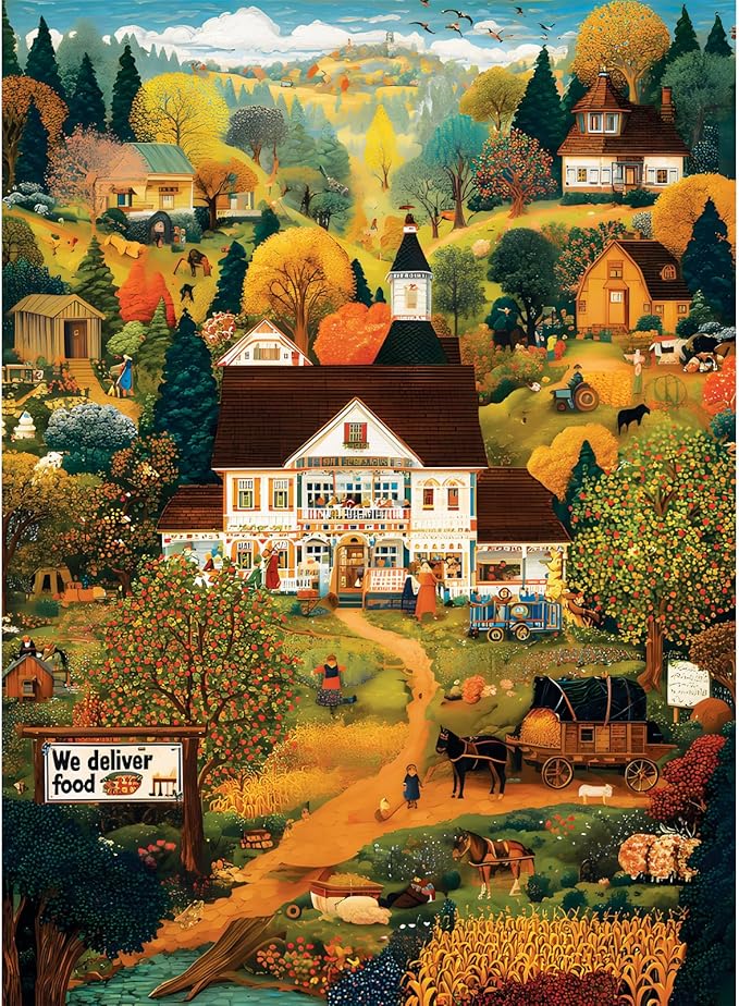 500 Pieces Puzzle for Adults, Warmth Mountain Jigsaw Puzzle for Adults, Harvest Farm Puzzle for Adult Seniors, Age 12+, Challenging Game Home Decor Holiday Party Gift Toy 20.5×15 in