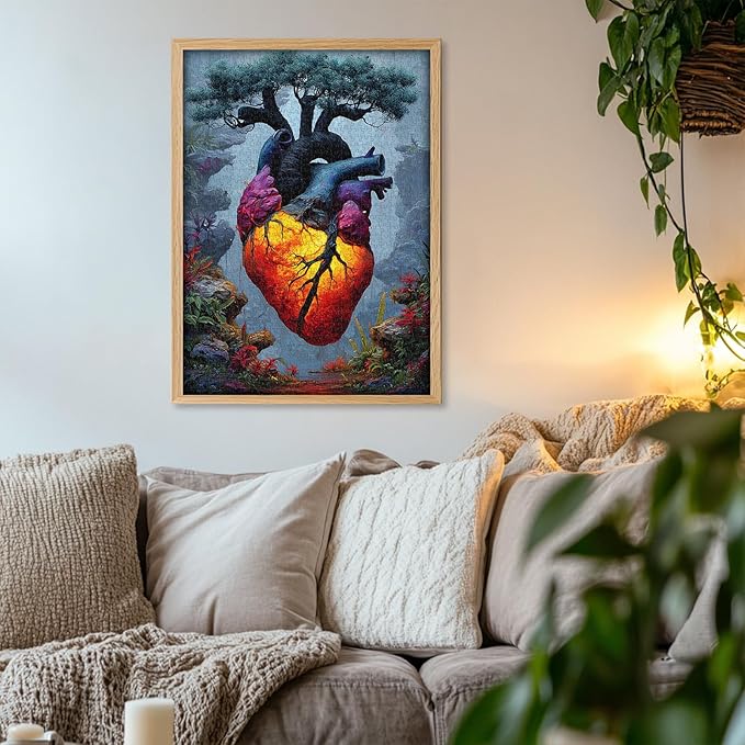 PICKFORU Heart of the Forest 1000 Piece Puzzle for Adults, Nature Mountain Plants Jigsaw Puzzles, Colorful Impossible Whimsical Puzzles as Wall Art