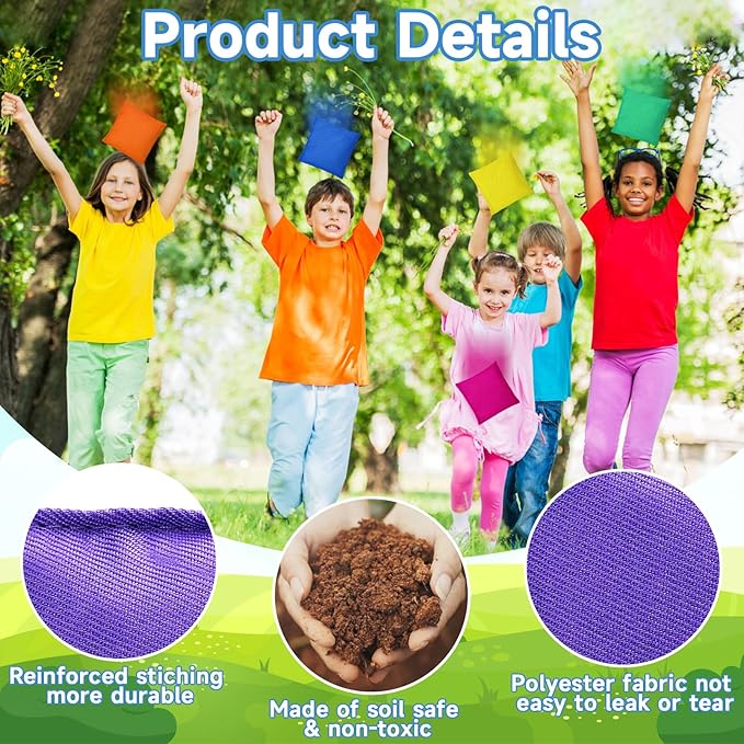 48 Pcs Bean Bags,Nylon Cornhole Bean Bags,Colorful Bean Bags for Tossing,Mini Bean Bags for Kids Outdoor Hand Toss Games Carnival Toy Bean Bag Toss Game(2.5” x 2.5”)