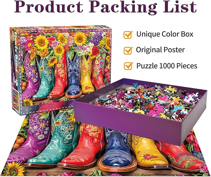 Jigsaw Puzzles for Adults 1000 Piece Puzzle for Adults 1000 Pieces Puzzle 1000 Pieces-Flower Boots