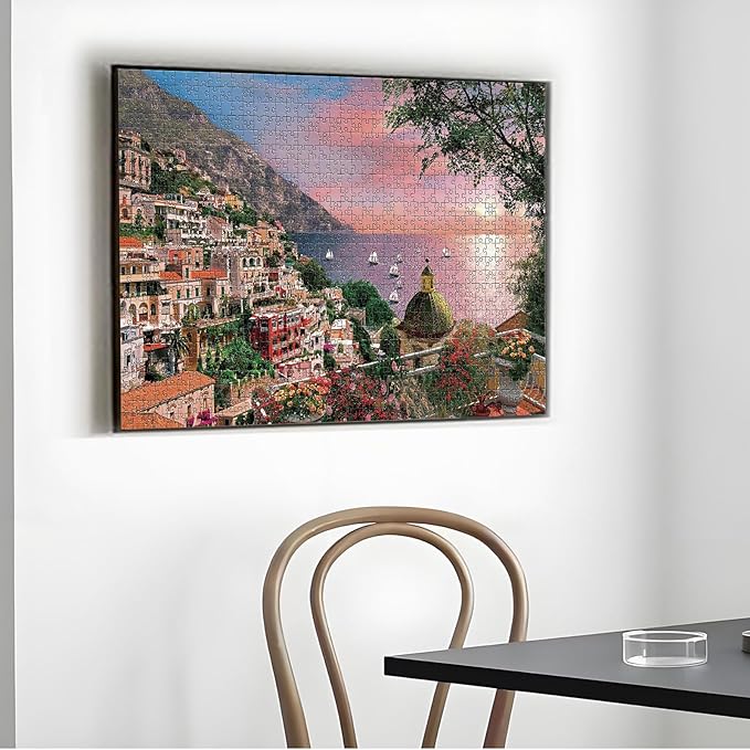 1000 Piece Jigsaw Puzzles for Adults Teens Kids - Fine Art Challenging, ‌Positano Amalfi Coast 1000Pcs Puzzle, Family Game Gift, Size 27"x20"