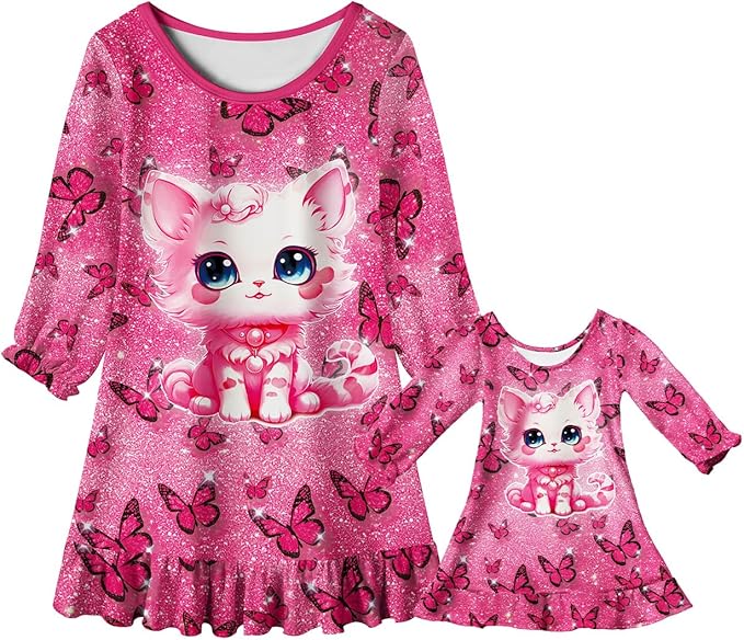 LQSZ Doll and Girl Matching Nightgown Outfit Pajamas Nightie Nightgown for Girls and Dolls Clothes