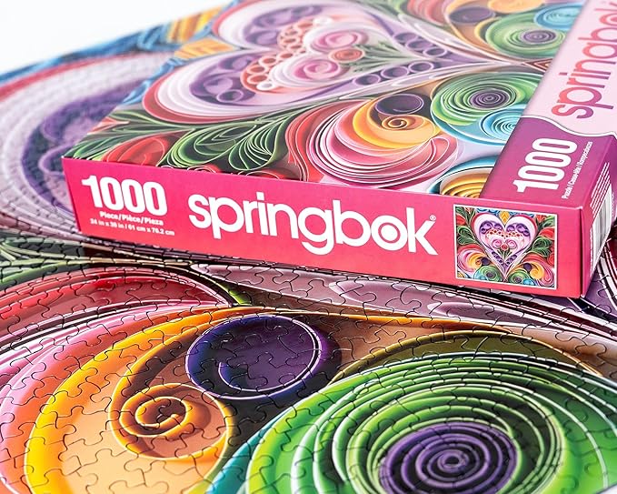 Springbok Paper Hearts 1000 Piece Puzzle for Adults - Features a Beautiful Cut Paper Heart Arrangment