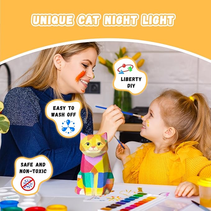 Paint Your Own Cat Lamp Kit, Arts and Crafts for Kids Ages 8-12, Arts and Crafts for Kids 4-6, DIY Sitting Cat Night Light Gifts for Girls, Art Supplies for Teens Girls Boys Birthday Ages 3 4 5 6 7 8+