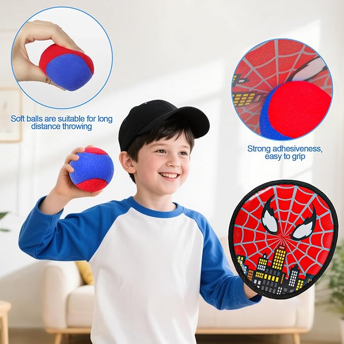 Toss and Catch Ball Game for Kids, 4 PCS Beach Outdoor Toys Set, Toddler Baseball Glove & Catch Ball Toy for Yard Beach Camping Birthday for 3 4 5 6 7 8-12 Year Old Boys Girls