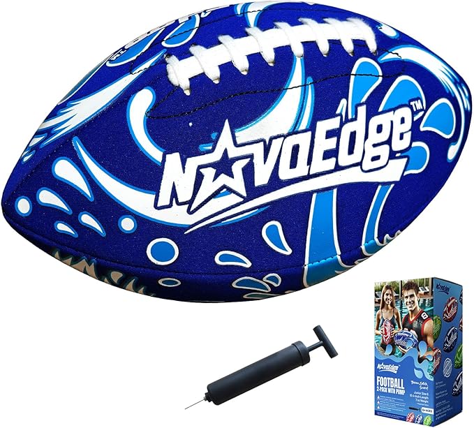 Hydro Water Football - 10.4-Inch Neoprene Pool Football for All Ages | for Water Play in Pool, Lake & Beach | Secure-Grip with Real Laces | Includes Pump | Choose 1 or 2 Ball Pack