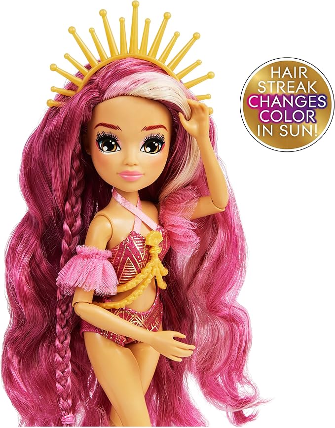 MERMAID HIGH, Spring Break Searra Mermaid Doll & Accessories with Removable Tail and Color Change Hair Streak, Kids Toys for Girls Ages 4 and up