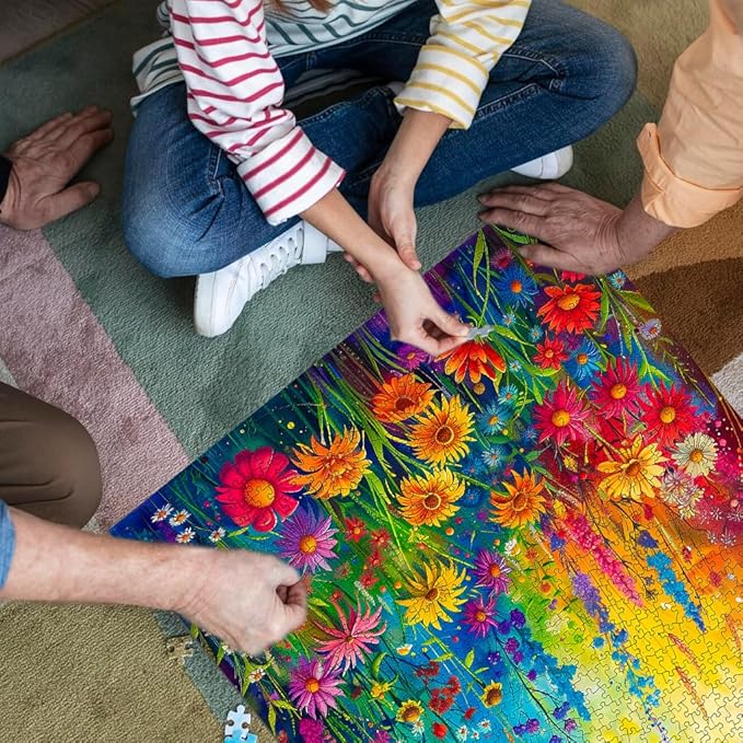Bgraamiens Rainbow Flowers Garden 1000 Piece Puzzle for Adults,Hard Color Challenge for Wall Decro