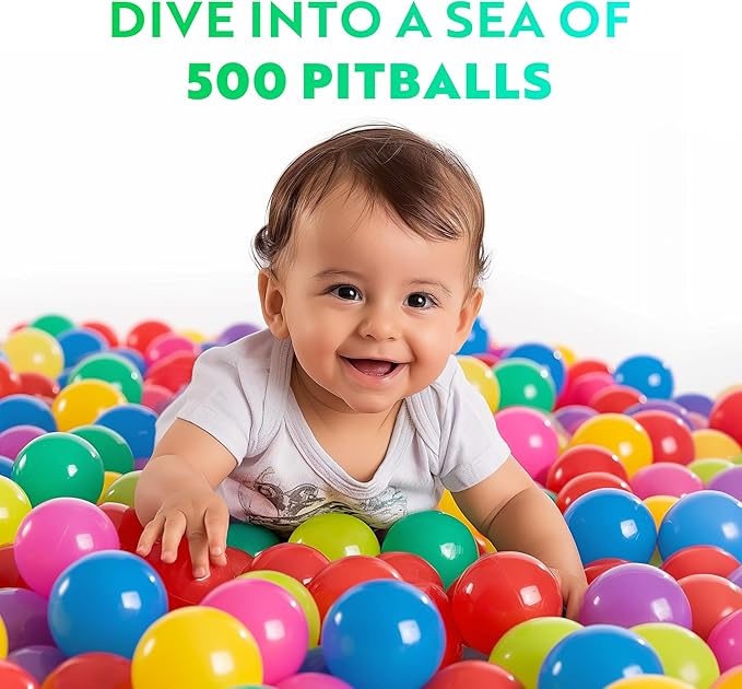 Playz Soft Plastic Mini Ball Pit Balls 500 Count - w/ 8 Vibrant Colors - Crush Proof, No Sharp Edges, Non Toxic, Phthalate & BPA Free for Baby Toddler Ball Pit, Play Tents & Tunnels Indoor & Outdoor
