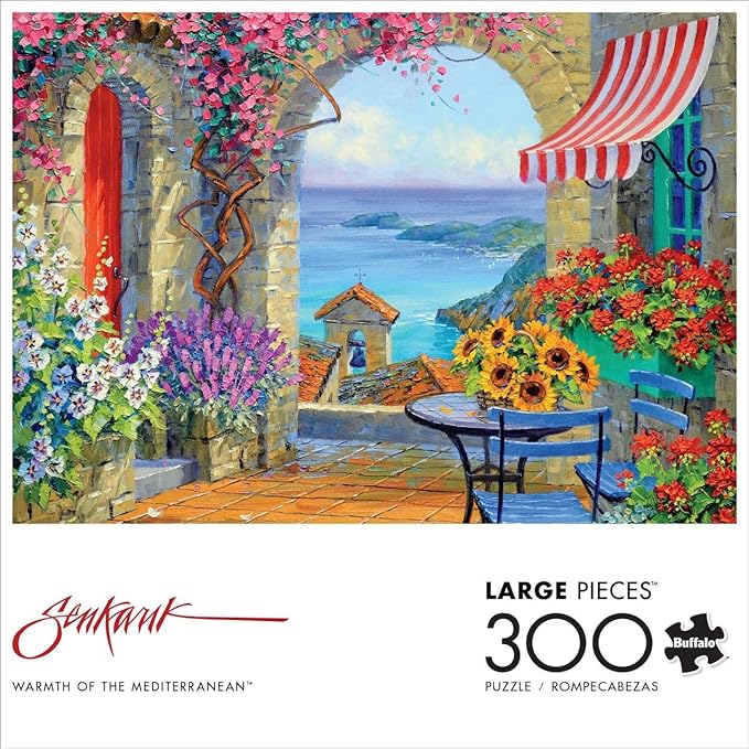 Buffalo Games - Mikki Senkarik - Warmth of the Mediterranean - 300 Piece Jigsaw Puzzle for Adults -Challenging Puzzle Perfect for Game Nights - Finished Size is 21.25 x 15.00