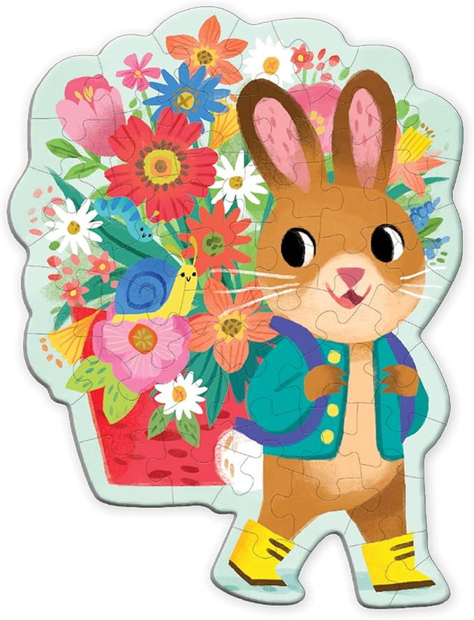 Mudpuppy Bunny Bouquet 48 Piece Scratch & Sniff Shaped Mini Puzzle with Colorful and Fun Illustrations of A Hoppy Easter Bunny and Scented Puzzle Pieces