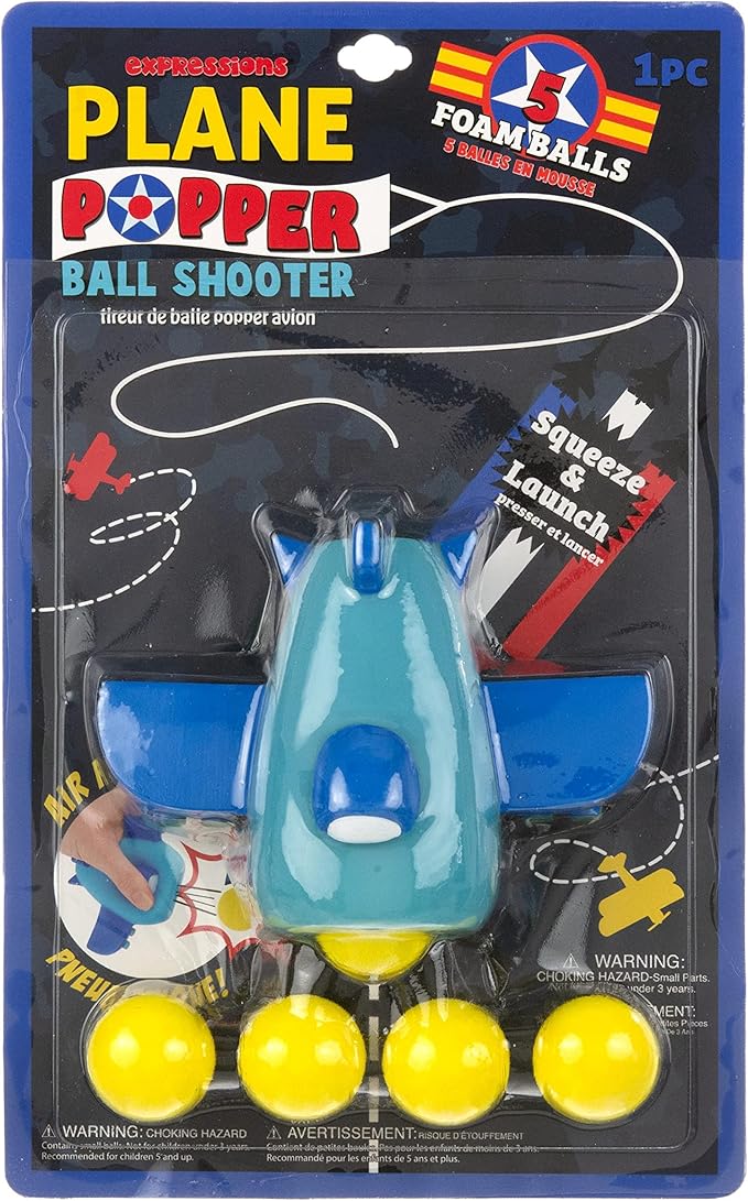 1pc Foam Ball Popper Toy - Squeeze & Launch Airplane Toy w/ Foam Balls Included – Plane Ball Shooting Squishy Toy, Toddler Toys