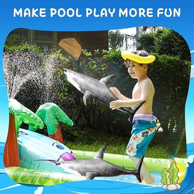 3PCS Inflatble Shark Pool Toys, 23Inch Shark Party Decorations for Birthday Pool Christmas, Party Favors Supplies Gift for Kids Adults