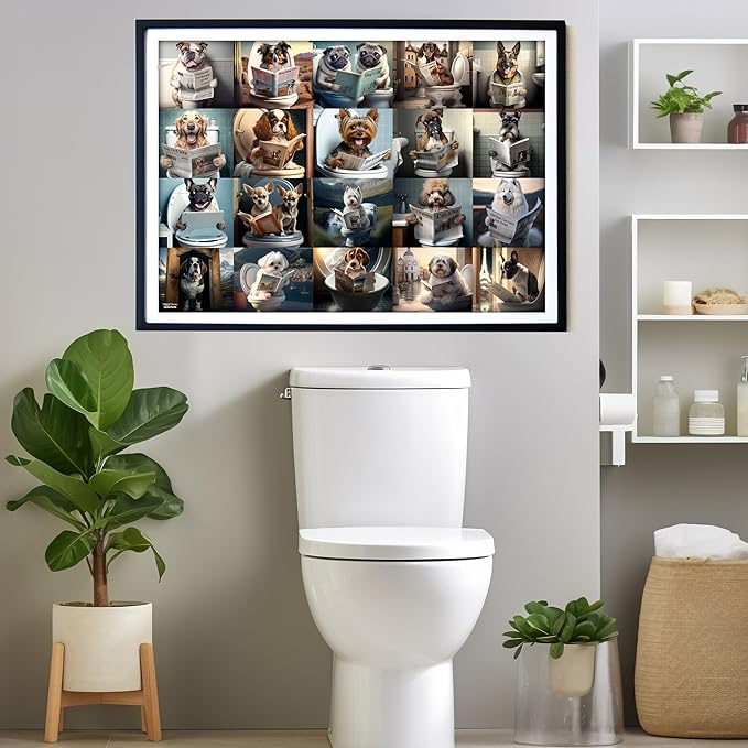 Think2Master Pooping Dogs 250 Pieces Jigsaw Puzzle Featuring heartwarming Puppies and Dogs. Perfect Bathroom Decoration, White Elephant Gag Gift. Fun Puzzle for Adults & Seniors Size: 14.2” X 19.3”