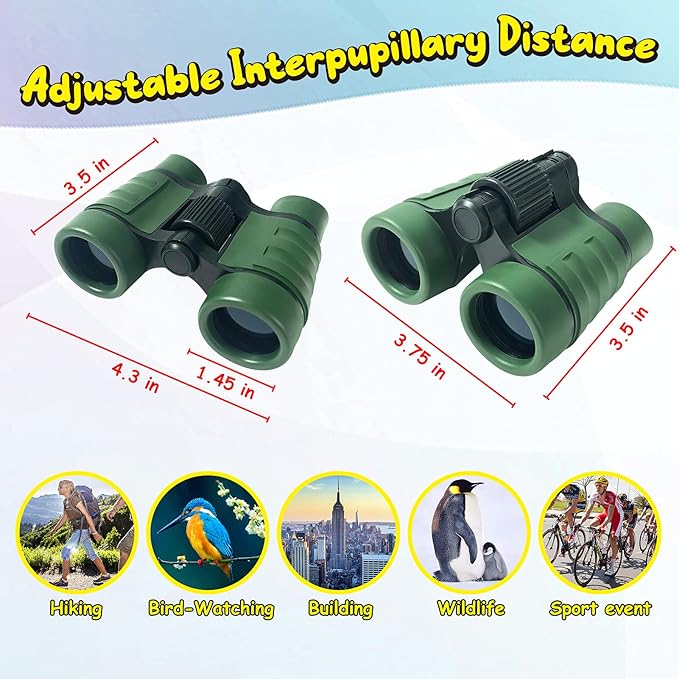 ESSENSON Binoculars for Kids Toy Gift for 3 4 5 6 7 8+ Year Old Boys Girls Kids Telescope Outdoor Toys for Sports and Outside Play Hiking, Bird Watching, Travel, Camping, Birthday Presents(Green)
