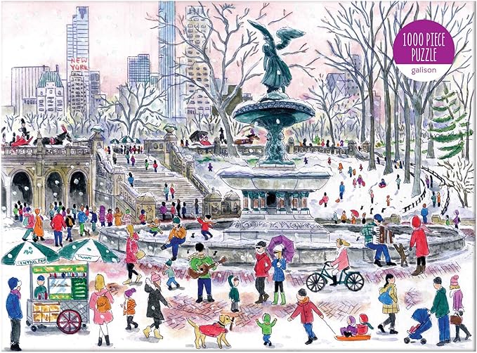 Galison Michael Storrings Bethesda Fountain Jigsaw Puzzle,27” x 20''Illustrated Art Puzzle with Scene from a Central Park Landmark Challenging Family Friendly Fun Indoor Activity,Multicolor