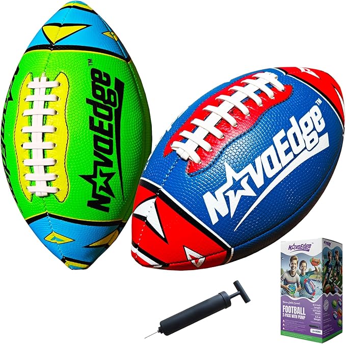 8.5-Inch All-Weather Football for Kids | Land & Water Play on Lawn, Playground, Pool, Beach | Waterproof with Grips & Laces | Includes Pump | Choose 1 or 2 Ball Pack