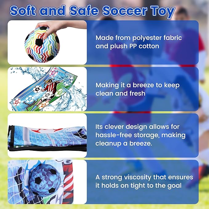 Soccer Ball Game Set for Kids Indoor Outdoor Play Equipment,Foldable Flannel Mat Goals Toy with 2 Velcro Balls, Toddlers Boy 8-12 Years Old Birthday Christmas Party Gift