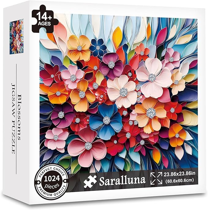 Puzzle for Adults 1024 Pieces, 3D Paper-Fold Crystal Flower Bouquet Jigsaw Puzzle, Challening Impossible Difficult Hard Fun 1024 Pieces Jigsaw Puzzles for Adults