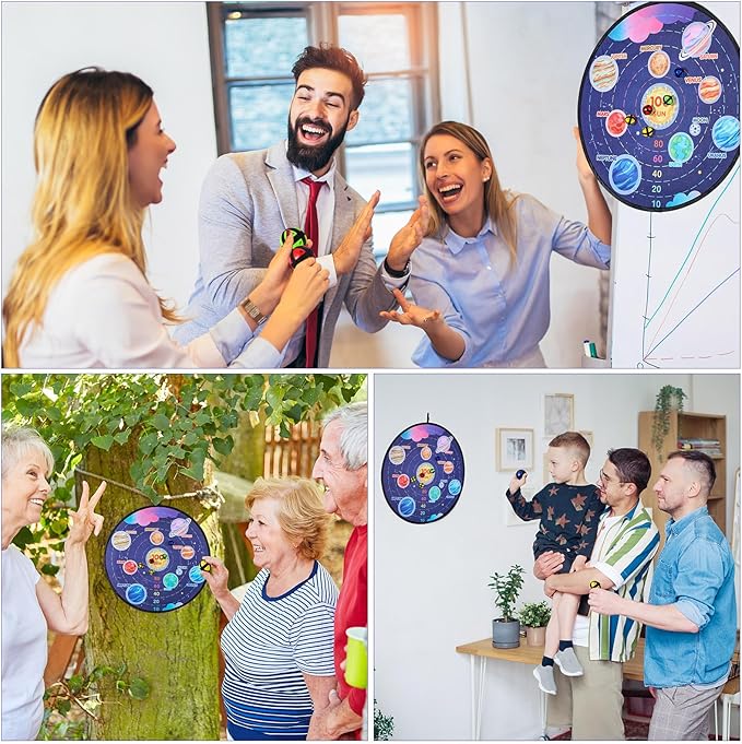 Hungdao 3 Sets Carnival Games Combo Set, Dart Board with Balls Plastic Cones Ring Bean Bags Toss Game for Boys Girls Adults Family Birthday Yard Indoor Outdoor