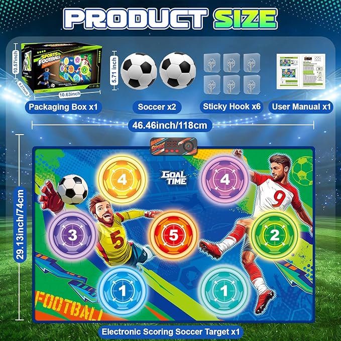 2026 Upgraded Electronic Scoring Soccer Game Set for Kids, Soccer Toss Target Game Indoor Outdoor with Real-Time Scoring & 3 Modes, Soccer Bot Birthday Toy Gifts for Boys Girls Ages 3-5 6-8 8-12 Years