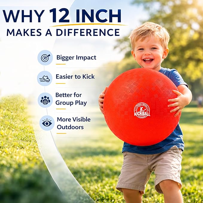 12 Inch Kickball Playground Balls Set(1,6,12)Pack, Durable PVC Dodgeballs for Kids & Adults, Outdoor & Indoor Games with Pump and Bag, Bouncy Balls for School, Gym, Birthday Gift for Boys and Girls