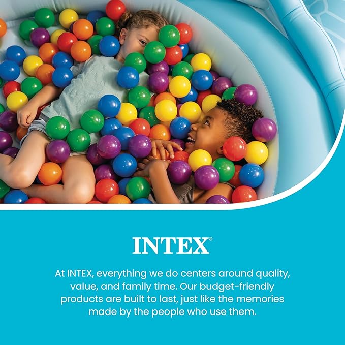 Intex Set of 100 Plastic Fun Balls for Ball Pits and Bounce Houses, Multi-Colored - 100-Count Soft Colorful Toddler-Safe Toys for Pool or Playpen