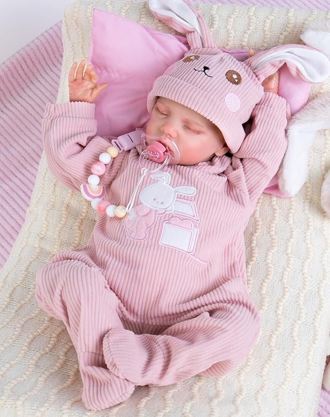 Aori Reborn Baby Dolls Girl - 18'' Realistic Sleeping Newborn - Lifelike Hand-Painted Vinyl Baby Doll with Doll Accessories Set - Weighted Body for Cuddling, for Collectors & Kids 3+