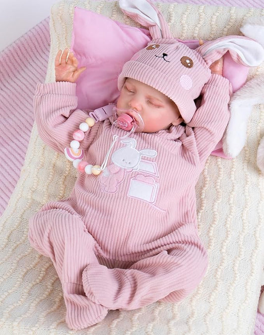 Aori Reborn Baby Dolls Girl - 18'' Realistic Sleeping Newborn - Lifelike Hand-Painted Vinyl Baby Doll with Doll Accessories Set - Weighted Body for Cuddling, for Collectors & Kids 3+