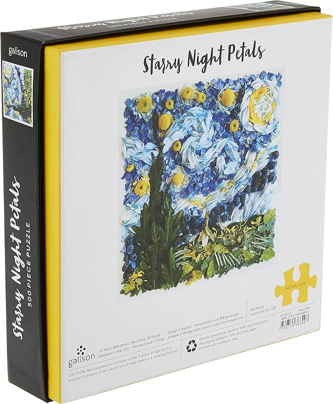 Galison Starry Night Petals 500 Piece Puzzle from Galison - Beautifully Illustrated Jigsaw Puzzle of Van Gogh's Iconic Work, Fun and Challenging, 20" x 20", Unique Gift Idea