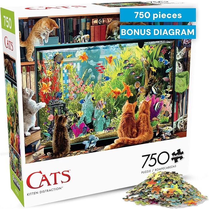 Buffalo Games - Kitten Distraction - Garry Walton - 750 Piece Jigsaw Puzzle for Adults - Cats Collection - Challenging Puzzle Perfect for Game Nights - Finished Size 24 x 18 - Made in the USA