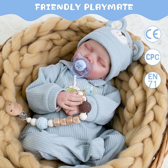 Milidool Realistic Reborn Baby Boy Dolls - Lifelike Newborn Baby Dolls That Looks Real,18 Inch Soft Handmade Real Looking Baby Doll, Real Life Baby Dolls with Gift Box for Kids Age 3+