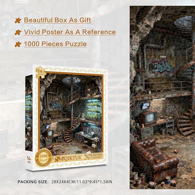 Puzzles for Adults 1000 Pieces Family Decoration Puzzle Impossible Puzzles with Letters on Back Gift for Adult Puzzle Lovers (27.56x19.7 Inch)